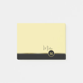 Elegant Gold Signature Monogram on Black Post-it Klebezettel