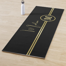 Elegant Gold Signature Monogram on Black Yogamatte