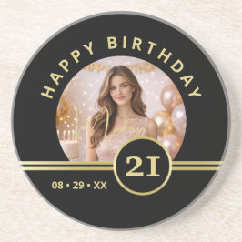 Elegant Gold Signature Monogram with Photo Getränkeuntersetzer