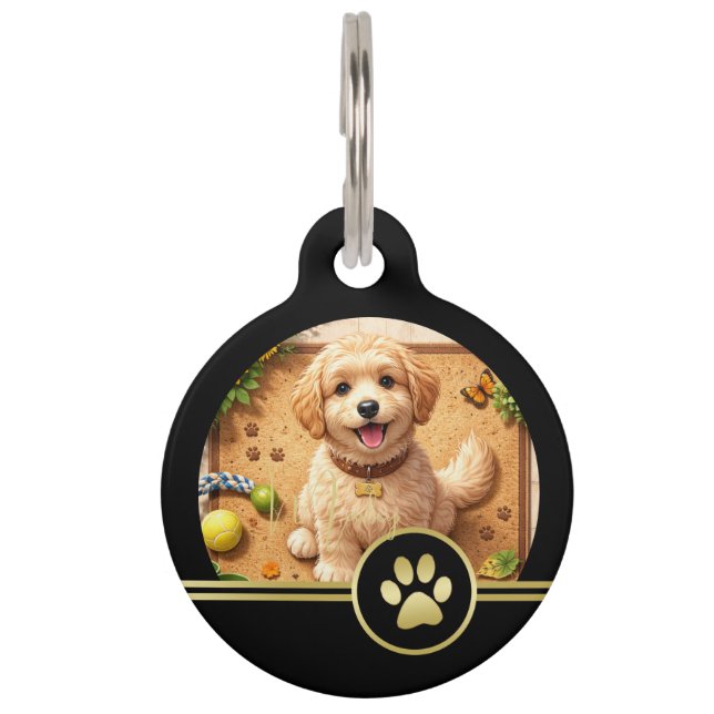 Elegant Gold Signature Monogram with Photo Haustiermarke (Vorderseite)