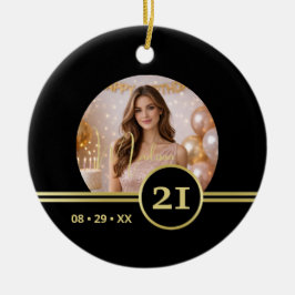 Elegant Gold Signature Monogram with Photo Keramik Ornament