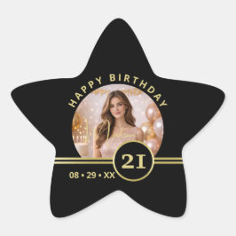 Elegant Gold Signature Monogram with Photo Stern-Aufkleber