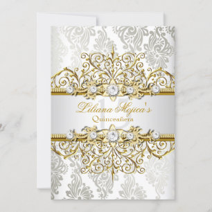 Elegant Gold Silber Vintage Glamour Quinceanera Einladung