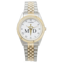 Elegant Gold Silver Asclepius Medical Doctor MD