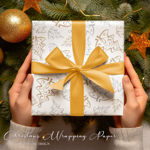 Elegant Gold Silver Christmas Tree Geschenkpapier