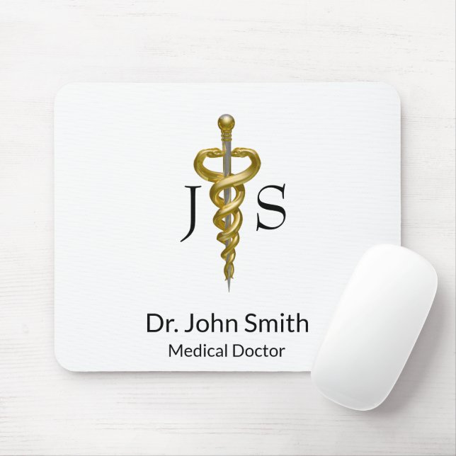Elegant Gold Silver Classy Noble Medical Asclepius Mousepad (Mit Mouse)