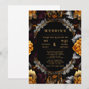 Elegant Gold & Silver Floral Wedding Einladungen