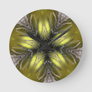 Elegant Gold Silver Kaleidoscope Christmas Star Runde Wanduhr