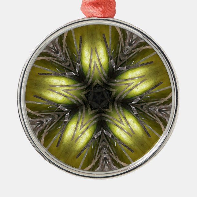 Elegant Gold Silver Kaleidoscope Weihnachtsstern Ornament Aus Metall (Vorne)