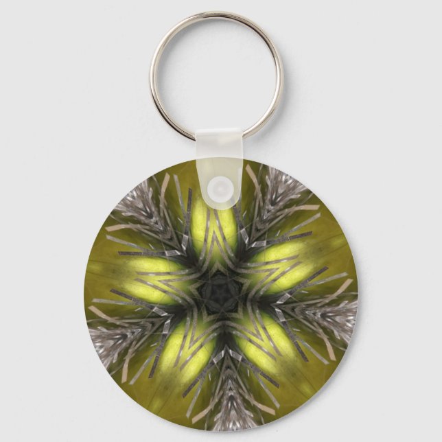 Elegant Gold Silver Kaleidoscope Weihnachtsstern Schlüsselanhänger (Vorderseite)