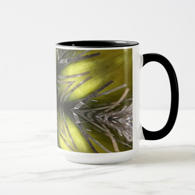 Elegant Gold Silver Kaleidoscope Weihnachtsstern Tasse (Rechts)