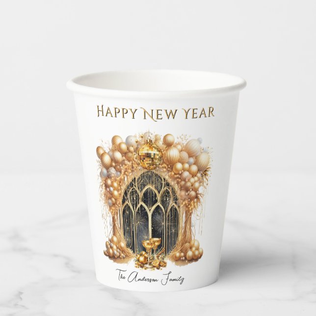 Elegant & Gold Silvester Party Paper Cups Pappbecher (Vorderseite)