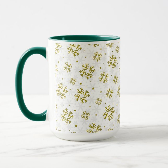 Elegant Gold Snowflake Winter Pattern Tasse (Links)