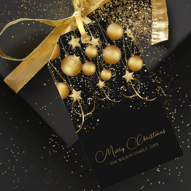 Elegant Gold Sparkle Christmas Bauble Geschenkanhänger (Von Creator hochgeladen)