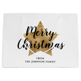 Elegant Gold Star Frohe Weihnachten Große Geschenktüte