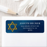 Elegant Gold Star von David Bar Mitzvah<br><div class="desc">Fügen Sie Ihrer Korrespondenz eine Touch der Verfeinerung mit unserem eleganten Blue Gold Watercolor Bar Mitzvah Rücksendeadresse Label hinzu. Dieses Label zeichnet sich durch das faszinierende blaue und goldene Aquarelldesign aus und bietet eine elegante und personalisierte Touch für Ihre Einladungen und Karten. Mit seiner bequemen, selbstklebenden Rückseite macht es dieses...</div>