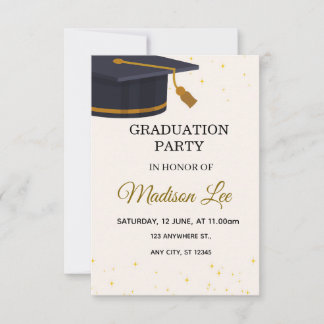 Elegant Gold Stars Graduation Party Invitation Einladung