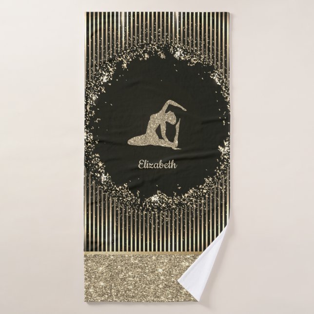 Elegant Gold Stripes Glitter Yoga Girl Badhandtuch Set (Badehandtuch)