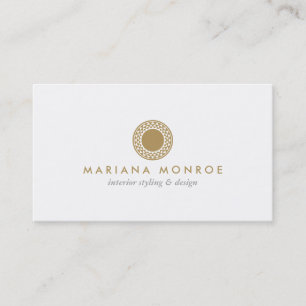 ELEGANT GOLD SUN LOGO on WHITE III Visitenkarte