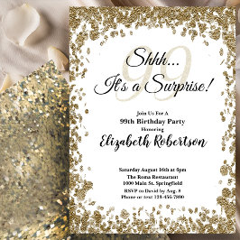 Elegant Gold Surprise 99th Birthday Invitation Einladung