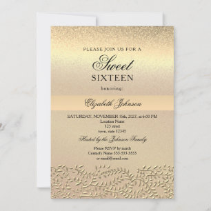 Elegant Gold Sweet 16 Geburtstag Einladung