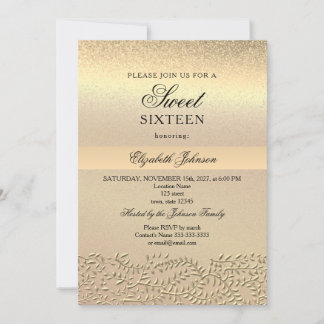 Elegant Gold Sweet 16 Geburtstag Einladung