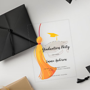 Elegant Gold Tassel Class of 2025 Graduation Party Acryleinladungen
