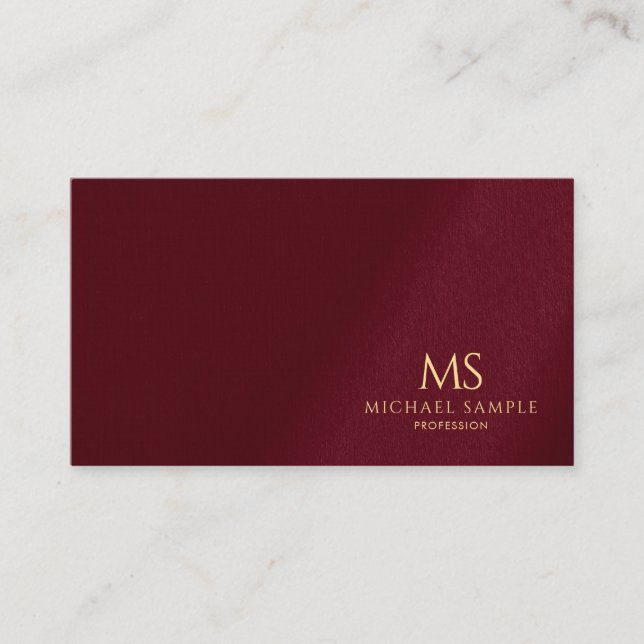Elegant Gold Text Monogram Luxury Premium Linen Visitenkarte (Vorderseite)
