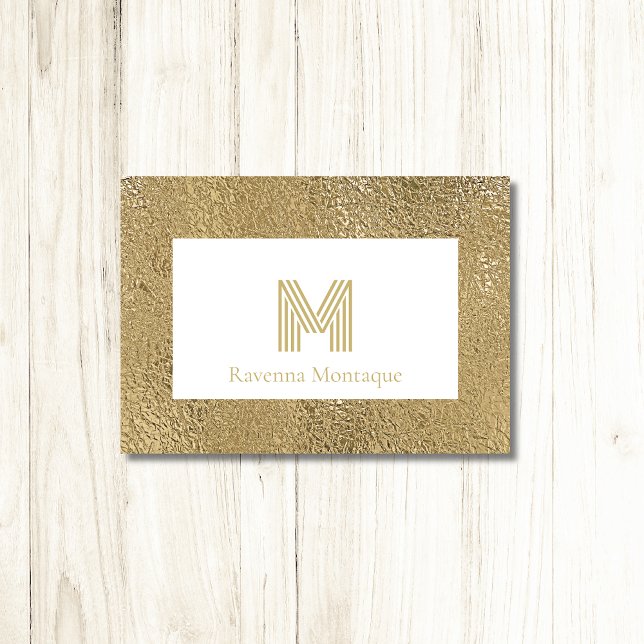 Elegant Gold Texture Big Monogram Stationery (Von Creator hochgeladen)