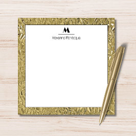 Elegant Gold Texture Black Border Monogram Name Mitteilungskarte