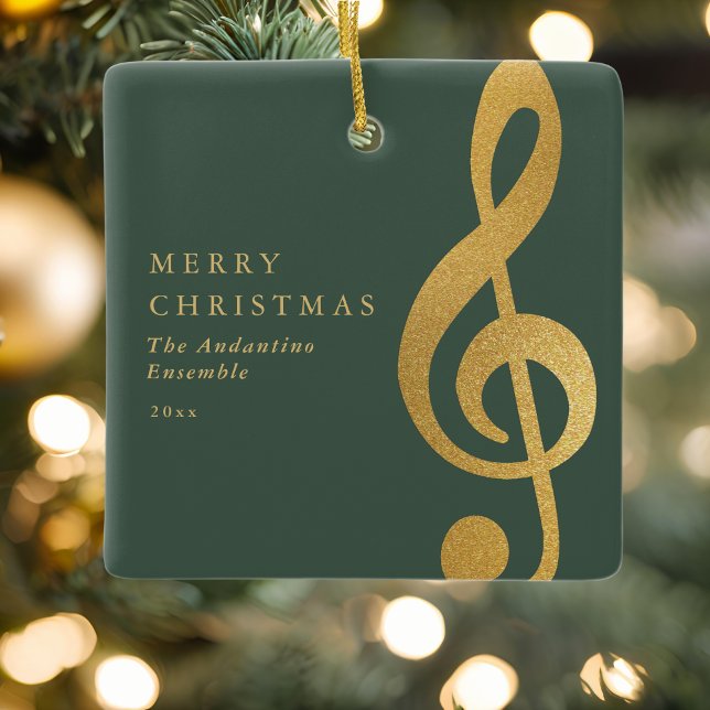 Elegant Gold Treble Clef Music Choir Christmas Keramikornament (Von Creator hochgeladen)