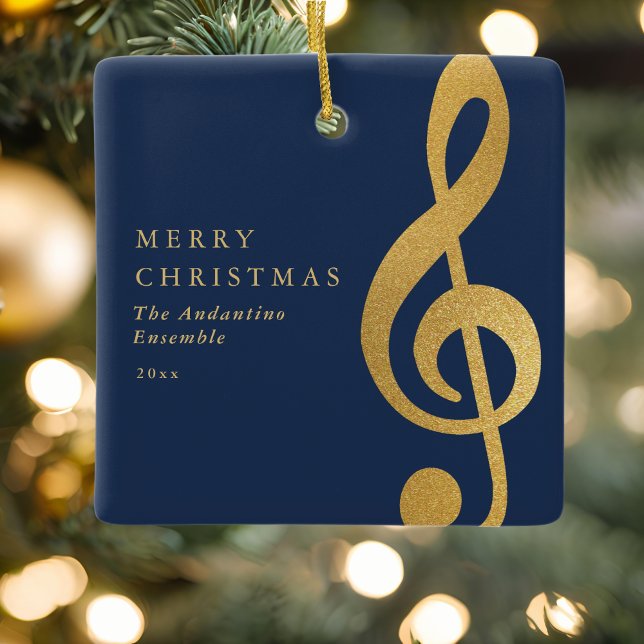 Elegant Gold Treble Clef Music Choir Christmas Keramikornament (Von Creator hochgeladen)