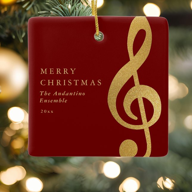 Elegant Gold Treble Clef Music Choir Christmas Keramikornament (Von Creator hochgeladen)