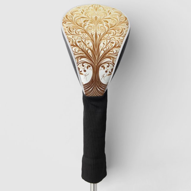 Elegant Gold Tree of Life Spiritual Celebration Golf Headcover (Vorderseite)