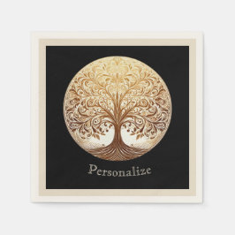 Elegant Gold Tree of Life Spiritual Zen Serviette