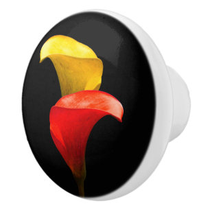 Elegant Gold und Crimson Calla Lilies Keramikknauf