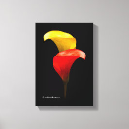 Elegant Gold und Crimson Calla Lilies Leinwanddruck