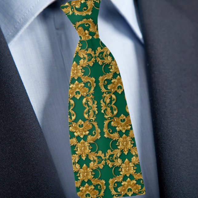 Elegant Gold und Emerald Necktie Krawatte (Von Creator hochgeladen)