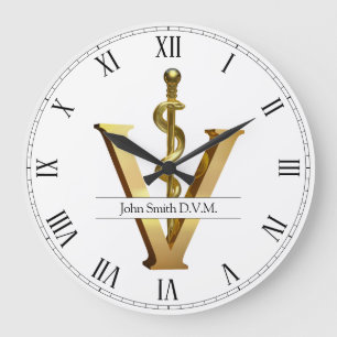 Elegant Gold V Veterinary Medicine Große Wanduhr