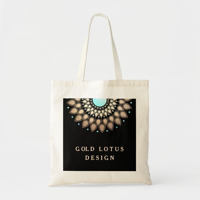 Elegant Gold Verziert Lotus Mandala Tragetasche (Vorne)