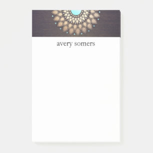 Elegant Gold Verziert Lotus Mandala Wood Look Post-it Klebezettel
