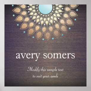 Elegant Gold Verziert Lotus Mandala Wood Poster