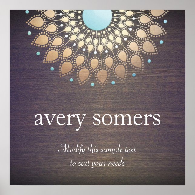 Elegant Gold Verziert Lotus Mandala Wood Poster (Vorne)