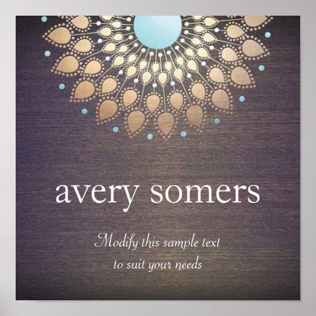 Elegant Gold Verziert Lotus Mandala Wood Poster (Vorne)