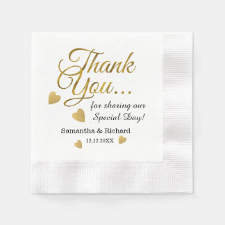 Elegant Gold Vielen Dank für Ihre Hochzeit Serviette