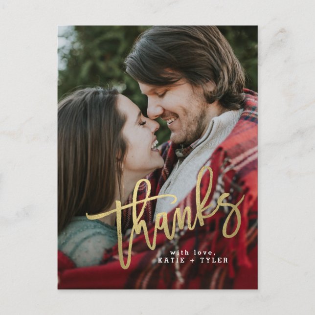 Elegant Gold Vielen Dank Postkarte (Vorderseite)