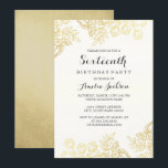 Elegant Gold Vintag Floral 16. Geburtstag Einladung<br><div class="desc">Mehr elegante florale Geburtstagseinladungen im Kleinen Bayleigh Store! Bitte beachten Sie: Keine echte Folie.</div>