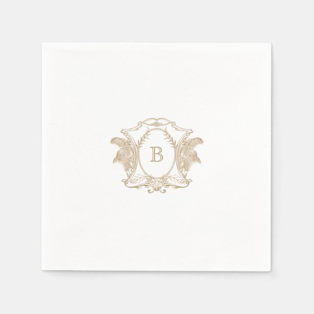 Elegant Gold Wappen Monogram Wedding Napkin Serviette (Vorderseite)
