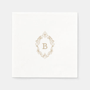 Elegant Gold Wappen Monogram Wedding Napkin Serviette