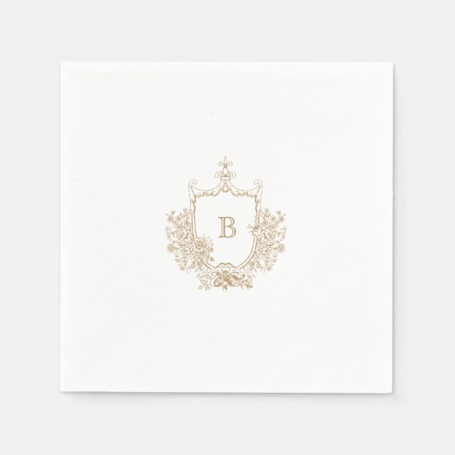 Elegant Gold Wappen Monogram Wedding Napkin Serviette (Vorderseite)
